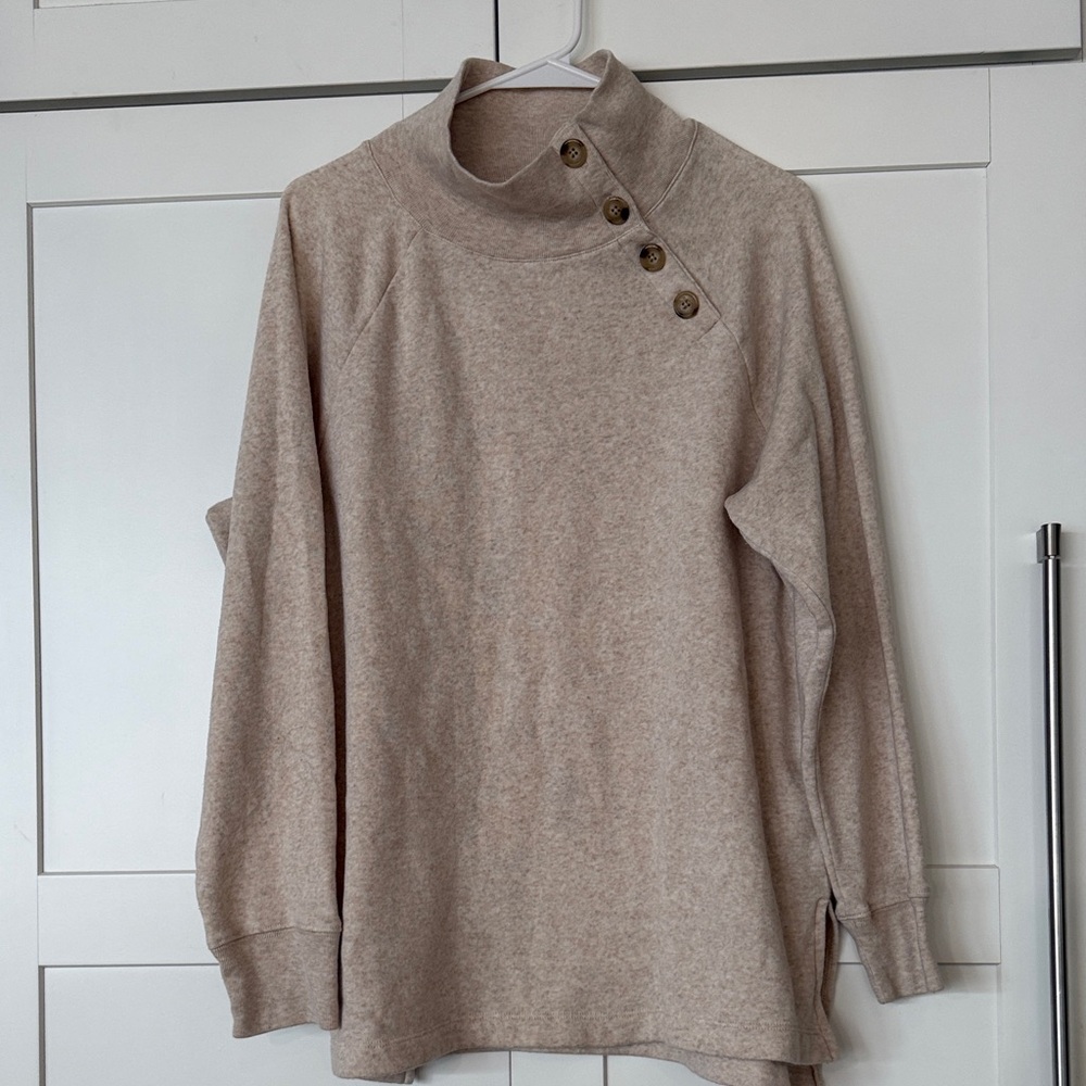 J. Crew Cream Cowl Neck Sweater with Button Accents